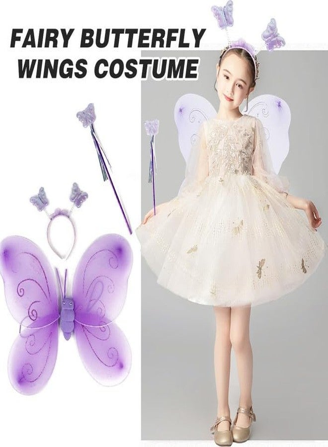 رويالز زي أجنحة فراشة جنية أرجوانية من رويالز للفتيات الصغيرات باللون الأرجواني - زي تنكري على شكل ملاك وجنية لحفلات أعياد الميلاد، زي تنكري للأطفال، هدية لحفلات الفتيات، إكسسوار سحري للعب التخيلي - Image 3